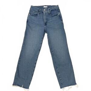 Good American Stretch Jeans 6/28 Raw Hem Blue High Rise Skinny Leg Denim Pants